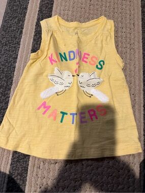 GAP Yellow Sleeveless 'Kindness Matters' Tank with Bird Graphic